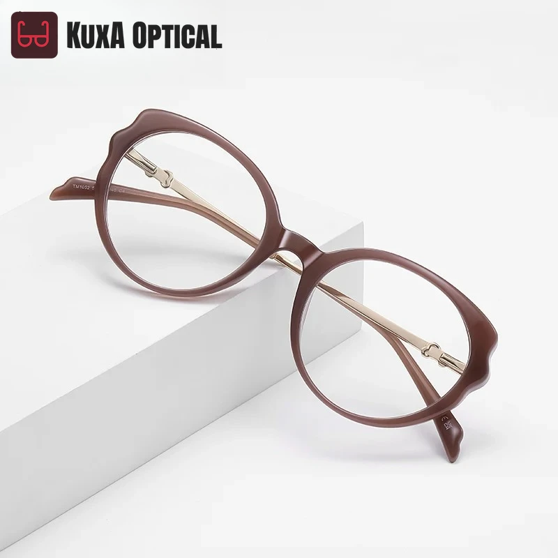

KUXA New Fashion Personalized Geometric Round Design Women's Anti-Blue Light Reading Glasses Customizable Prescription LS233