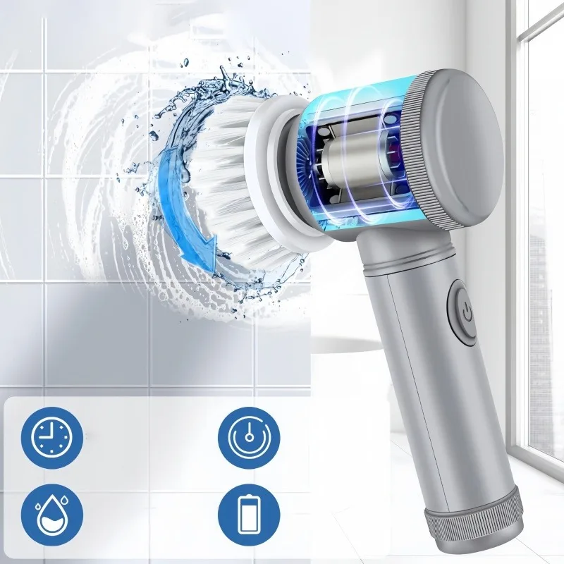 

Беспроводная электрическая чистящая щетка с мотором и сменными насадками для глубокой очистки кухни, ванной комнаты и обуви