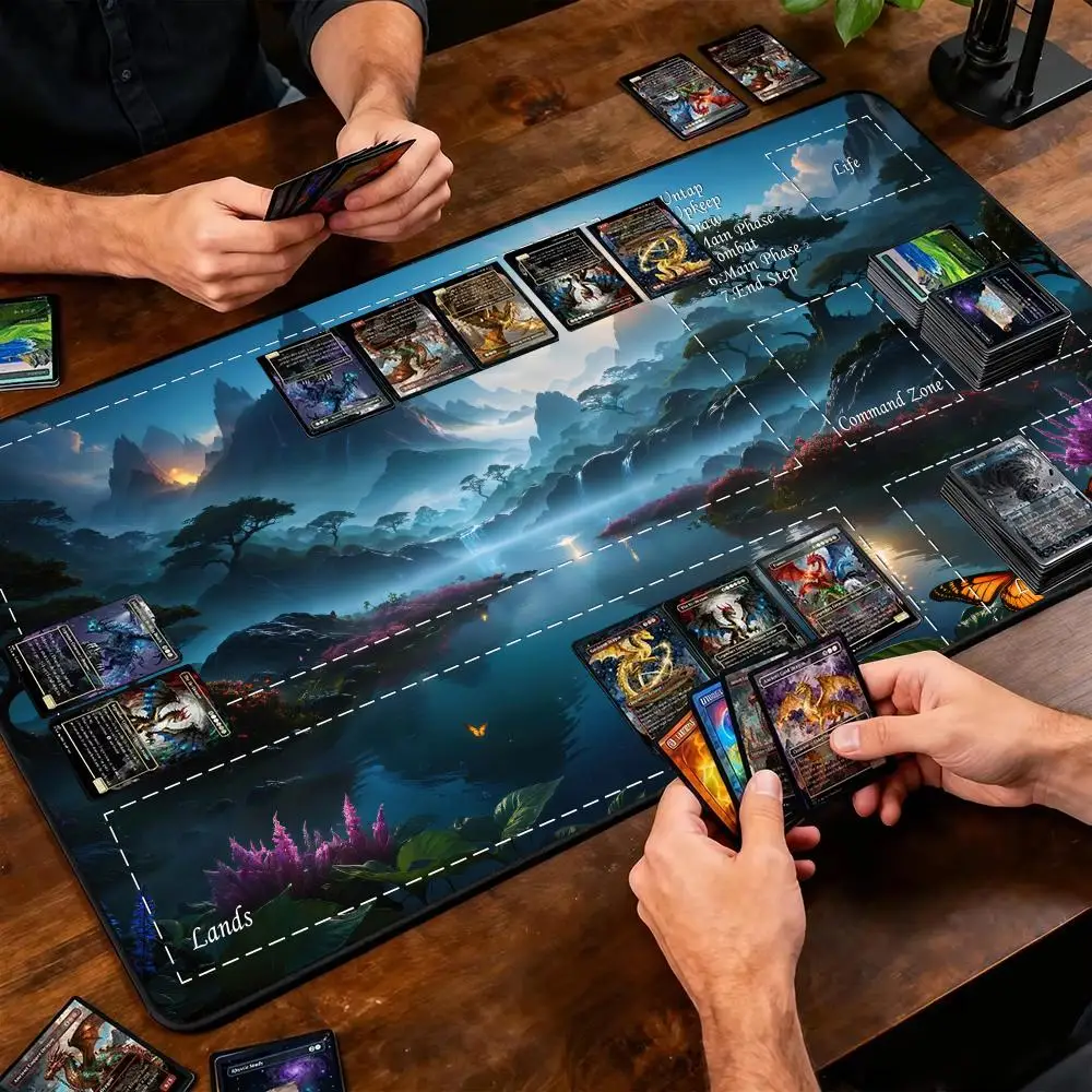 Painting Atmosphere scenery Magic playmat rubber anti-slip edge locking pc accessories 35x60cm gaming mats Trading Card Game