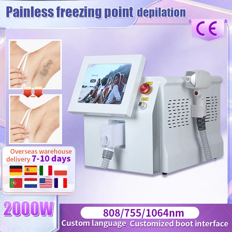 Nieuw In Diode Laser Ontharing Machine 755/808/1064nm 3 Golflengten Koeling Hoofd Pijnloze Laser Epilator Gezicht Lichaam Ontharing