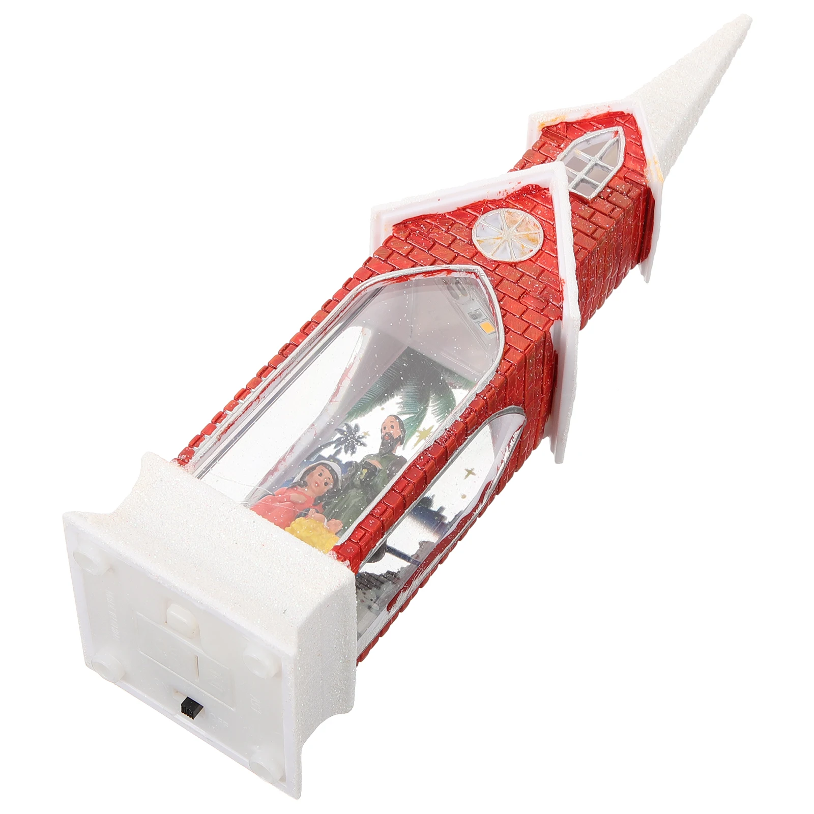 

1pc Christmas Wind Lantern Church Holiday Decorative Lamp Led Flame Light Xmas Party Portable Base Switch Vivid Pattern