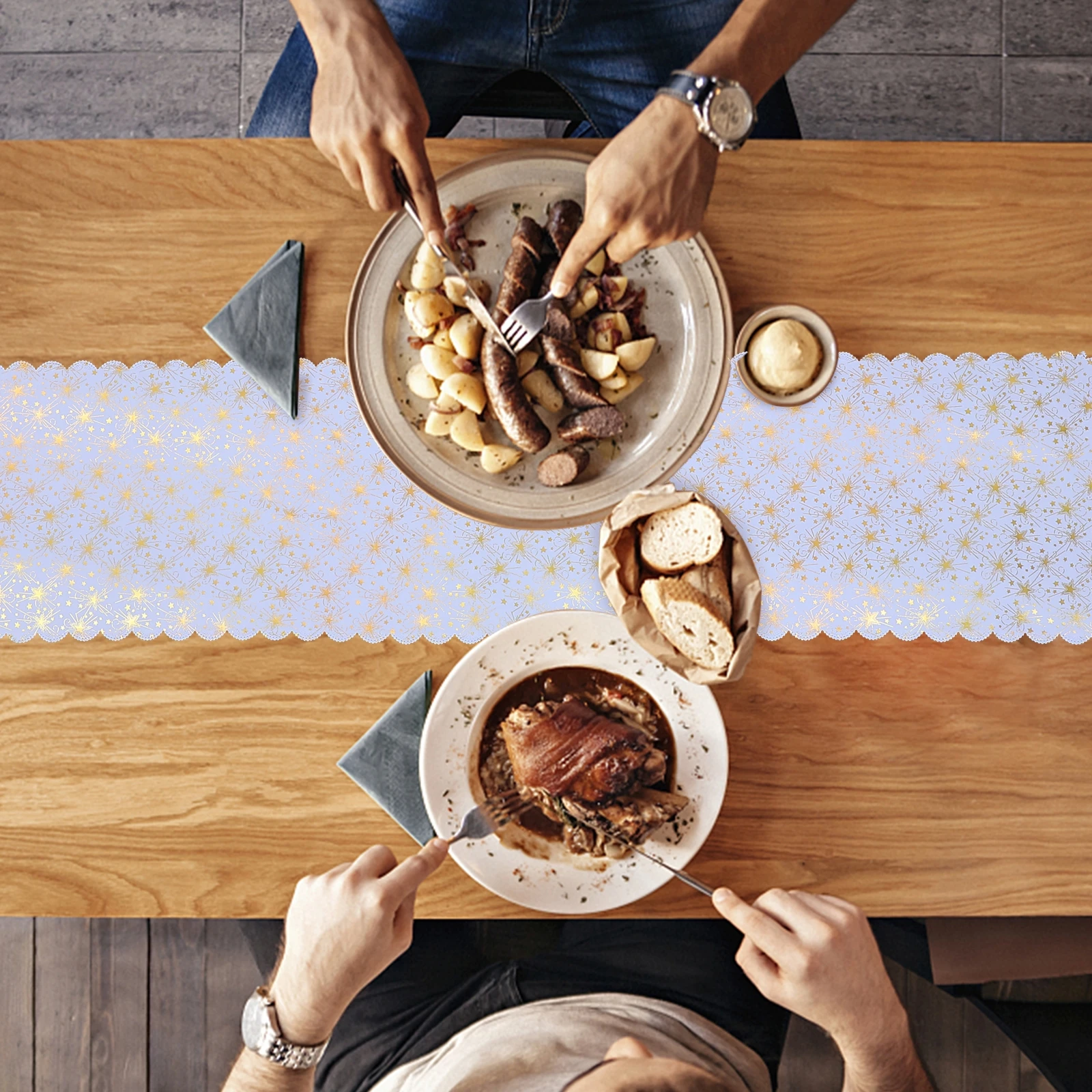 

Golden Star Table Flag Cloth Decorative Tablecloth Runner Tablecloths for Party