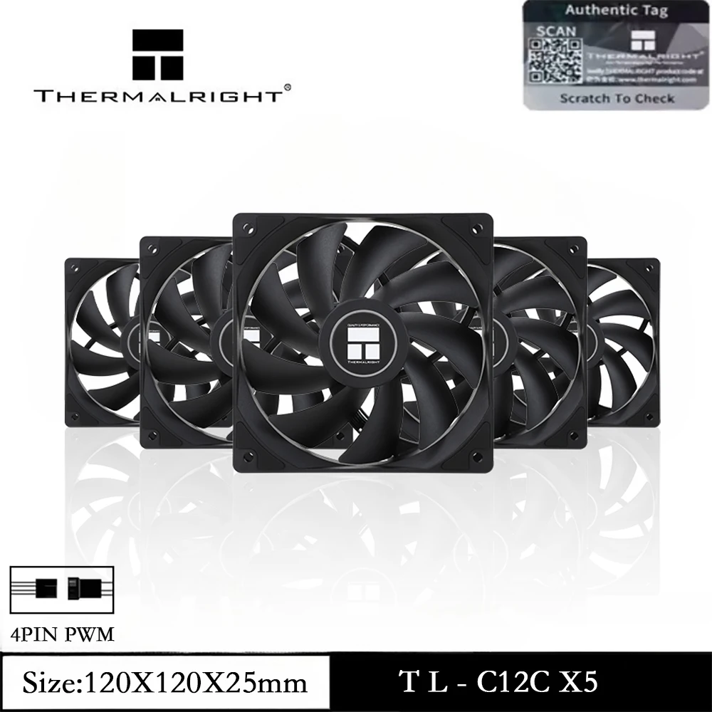 

Thermalright TL-C12C X5 1/3/5 Pack Вентилятор для корпуса ПК, 120 мм, мощный воздушный поток, статическое давление, 4-контактный ШИМ, 1550 об/мин