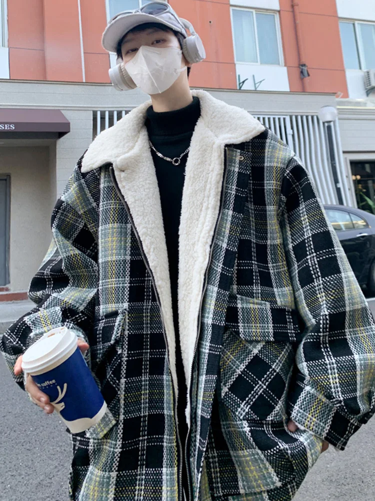 

Lamb Velvet Jaet Men's Winter Thi Plaid Cotton Clothes Trendy Brand Haome Small Fraance Sle Cotton Coat Ins Hong K...