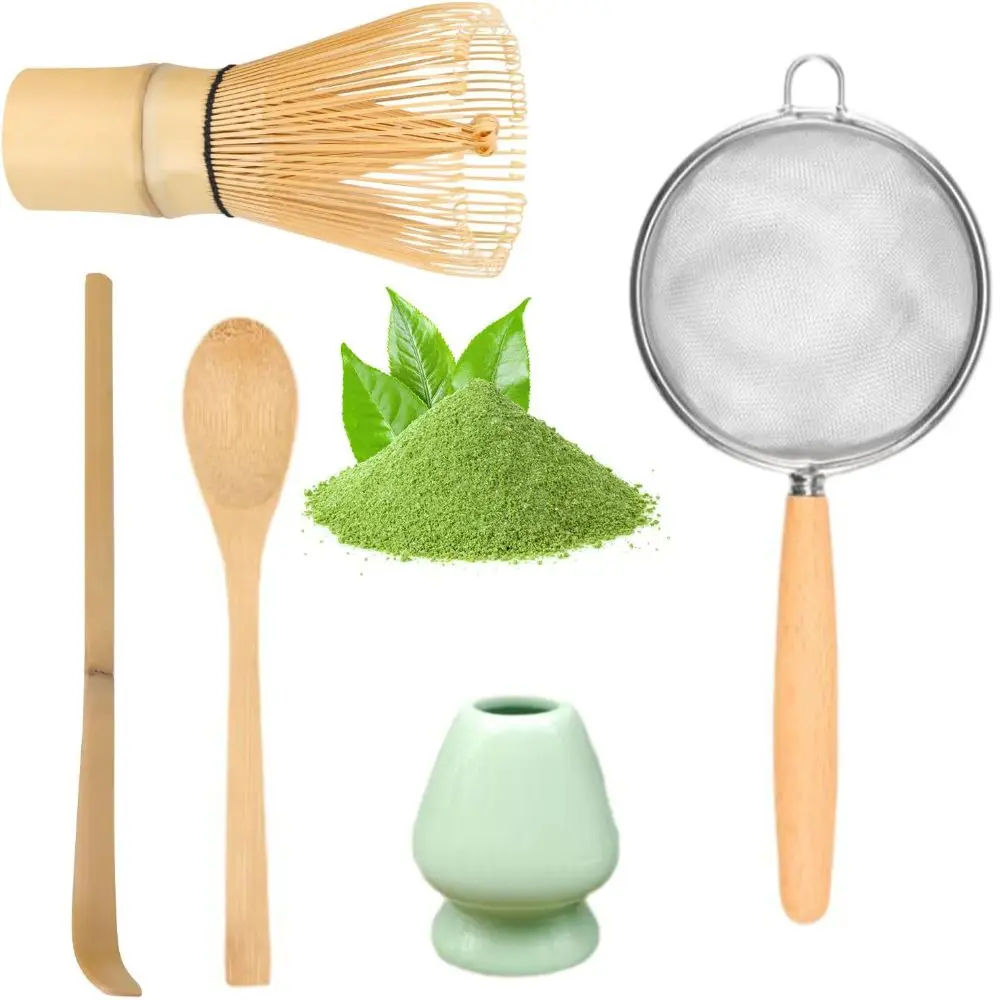 

New Resin Matcha Whisk Set Include Matcha Sifter With Bamboo Whis&Scoop Matcha Kit Reusable Matcha Whisk Holder