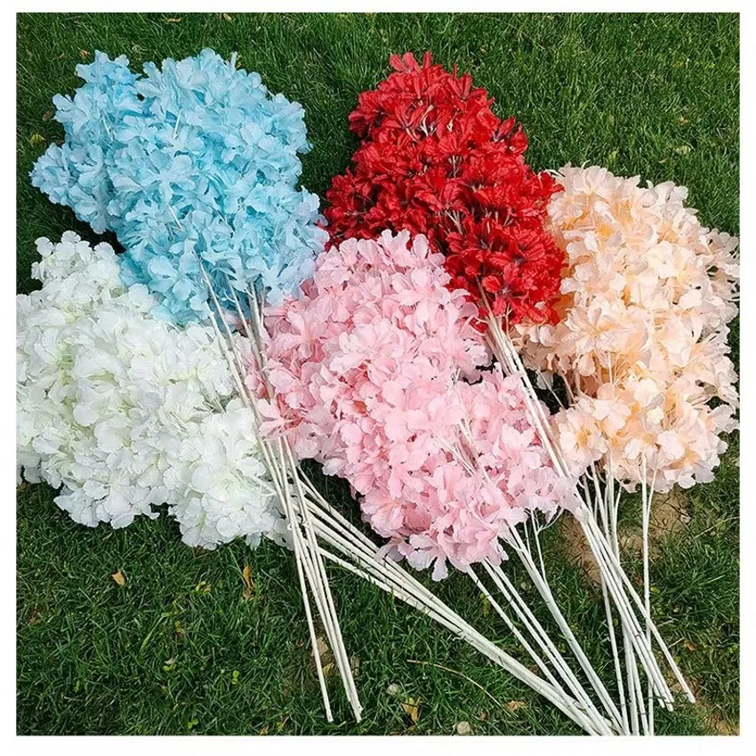 100cm Silk Hydrangea White Branch Snow All Over The Sky Star Artificial Cherry DIY Home Party Wedding Arch Decoration