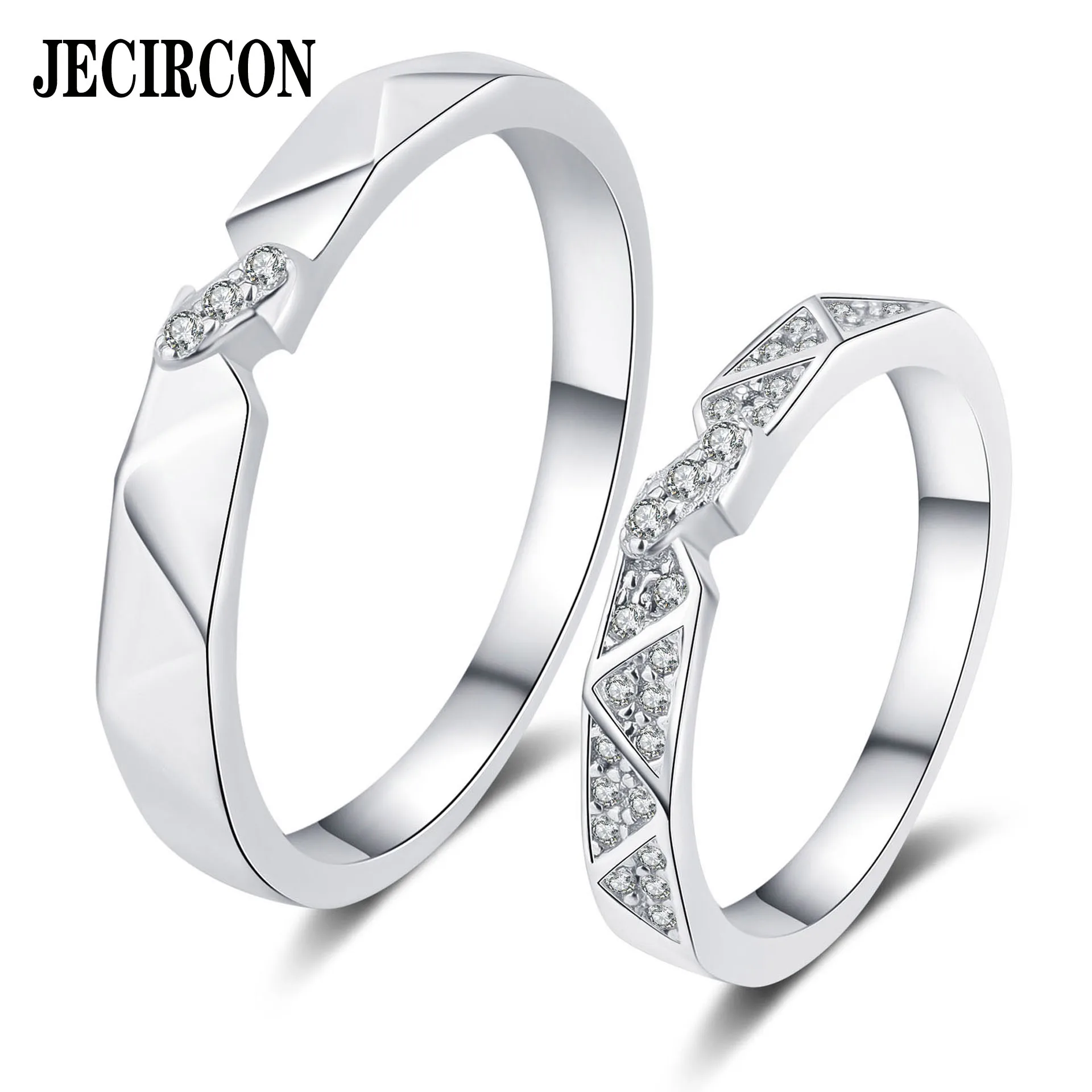 

JECIRCON 925 Sterling Silver Couple Ring Mini Moissanite Simple Ring Plated PT950 Gold Jewelry Anniversary Gift for Men/Women