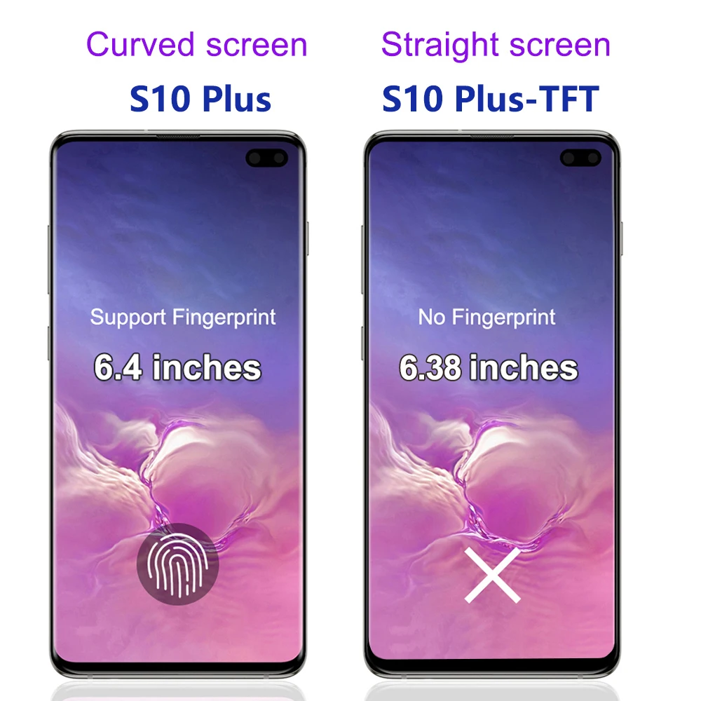 For Samsung S10 Plus Tested S10+ G975F G975U G975W G975 LCD Display Touch Screen Digitizer Assembly Replacement