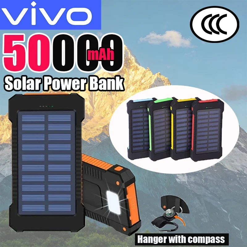 

Внешний аккумулятор VIVO 500000 мАч большой емкости с солнечной панелью, быстрая зарядка PD22.5W, портативный, для iPhone и Samsung