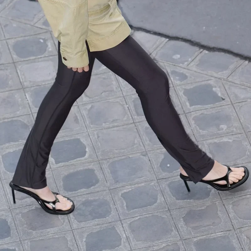 Clip Toe One Word Belt High Heels Slippers Sexy Pointed Toe Slip On Thin Heels Customized New Arrivals Fashion Women Moern Shoes