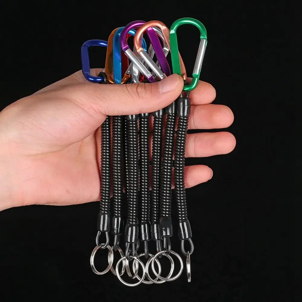 Retractable Spring Elastic Anti-lost Gear Lanyard for Outdoor Hiking Camping Keychain