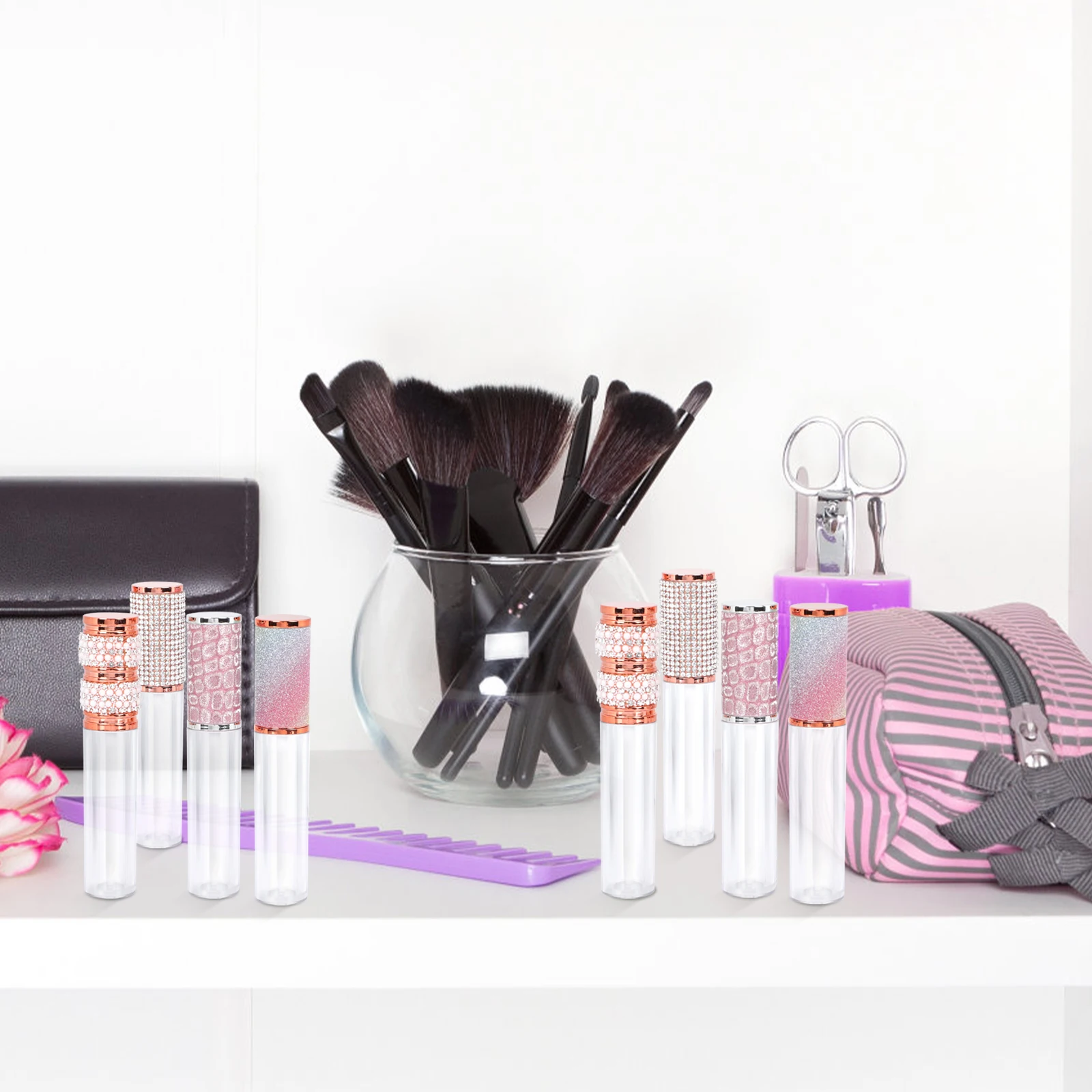 20Pcs Empty Lip Gloss Bottles 5Ml ABS Material Travel Size Refillable Container for Lip Glaze DIY Portable Lightweight Makeup