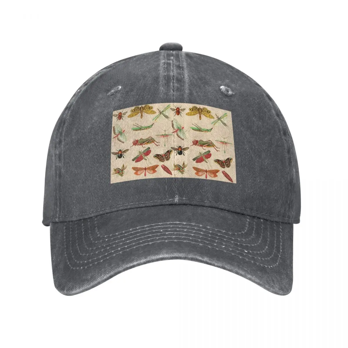 Vintage Bugs And Insects Illustration Baseball Caps Snapback Washed Denim Hats Outdoor Hip Hop Baseball Cowboy Hat for Men Women