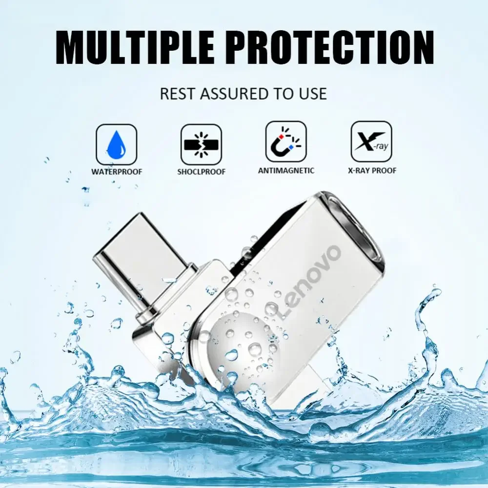 Lenovo Usb 3.0 Flash Drives 2TB High Speed Metal Pendrive 1TB 512GB 256GB Portable Usb Drive Waterproof Memoria Usb Flash Disk