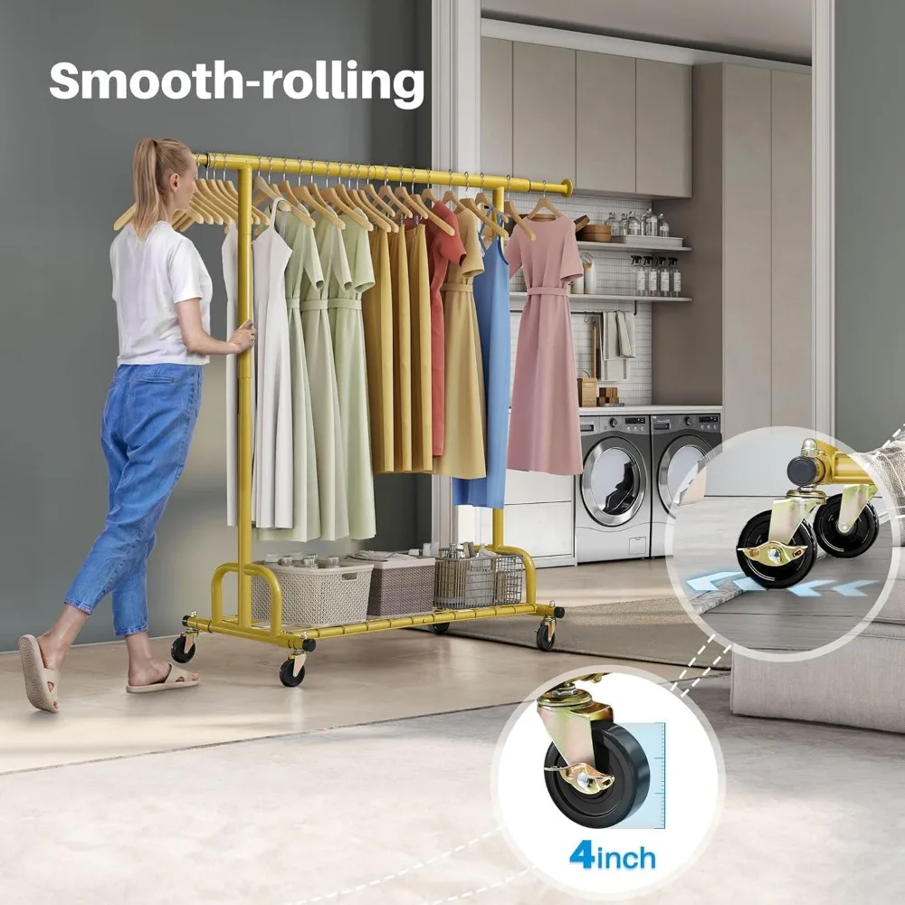 Perchero comercial resistente con ruedas para colgar ropa, soportes de hasta 525 libras, perchero de larga duración para negocios