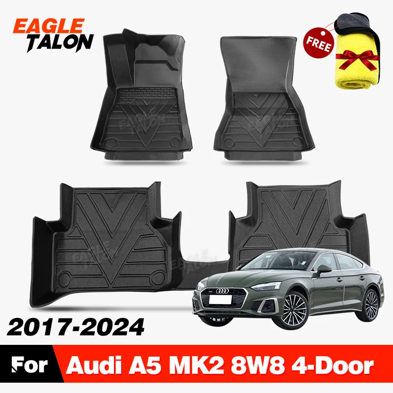 All-Weather TPE Floor Mat For Audi A5 8W8 4-Door 2017-2024 2019 2020 2021 2022 2023 Carpet Cover Interior Protector Accessories