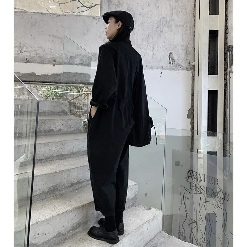 Johnature New Women Jumpsuit Casual Workwear Retro Loose Fit Spring Summer Fashion Elastic Waist Bodysuits