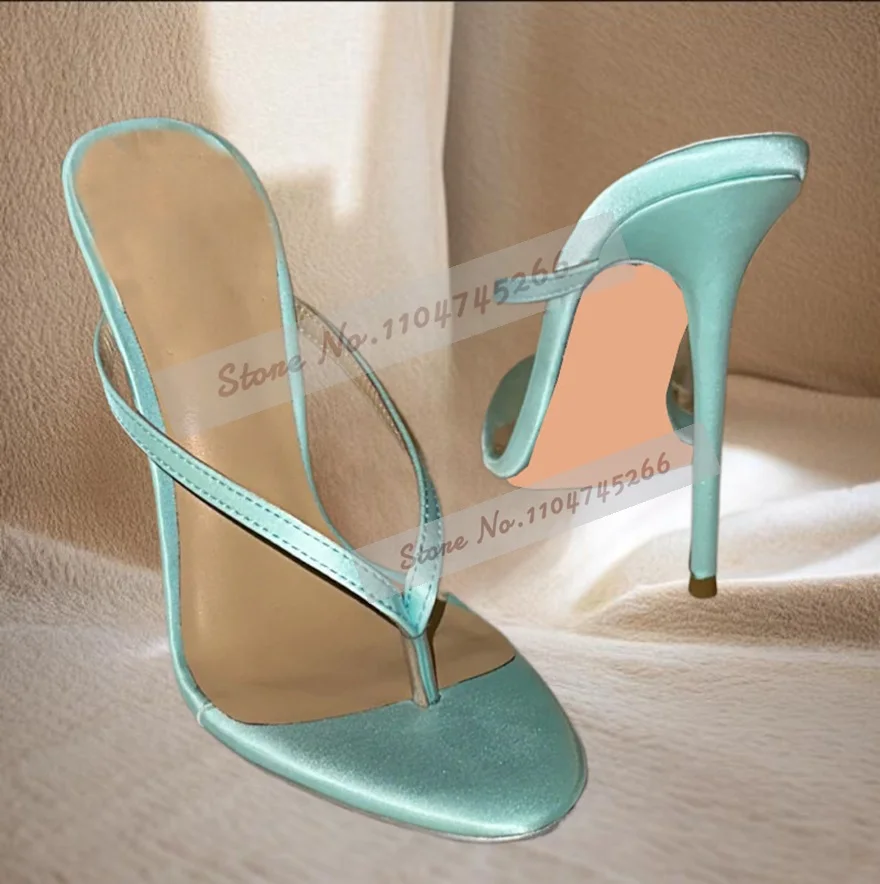 Light Green Satin Clip Toe High Heel Mules Stiletto Heels Outside Modern Slippers Slip-On Flip Flops Summer Dress Shoes Pink view 4