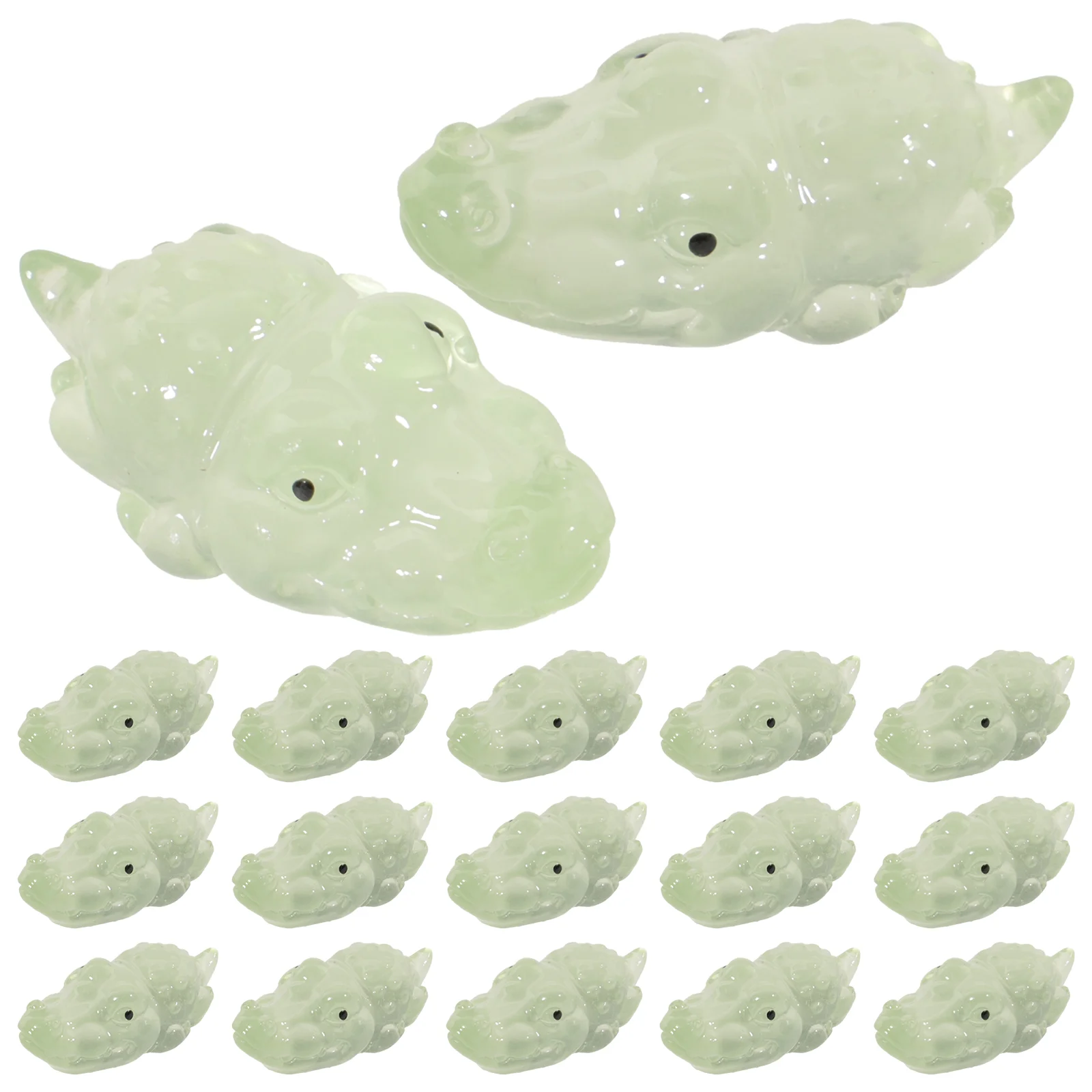 20 Pcs Mini Alligator Figurines Glow-in-the-dark Animals Tiny Resin Cartoon Miniatures Garden Decor