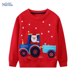 Little maven Baby Boys Girls Christmas Kids Clothes Festive Tops Embroidery Cartoon Tractor Santa Claus Sweatshirts Unisex hoody