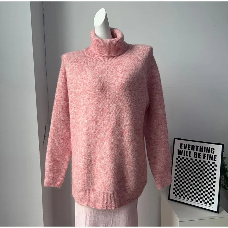 Damenrock 2-teiliges Set, gestrickter Rollkragenpullover mit langen Ärmeln, gerade lange Röcke, schicke einfarbige Outfits für Frühling und Herbst. – Detail 4