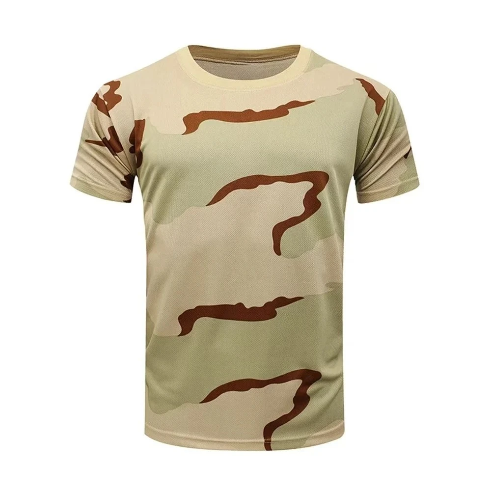 Men Casual Tactical T Shirts Short Sleeve Camouflage T-Shirt Quick Dry Outdoor Gym Top Tees Cargo T Shirt Male Clothing