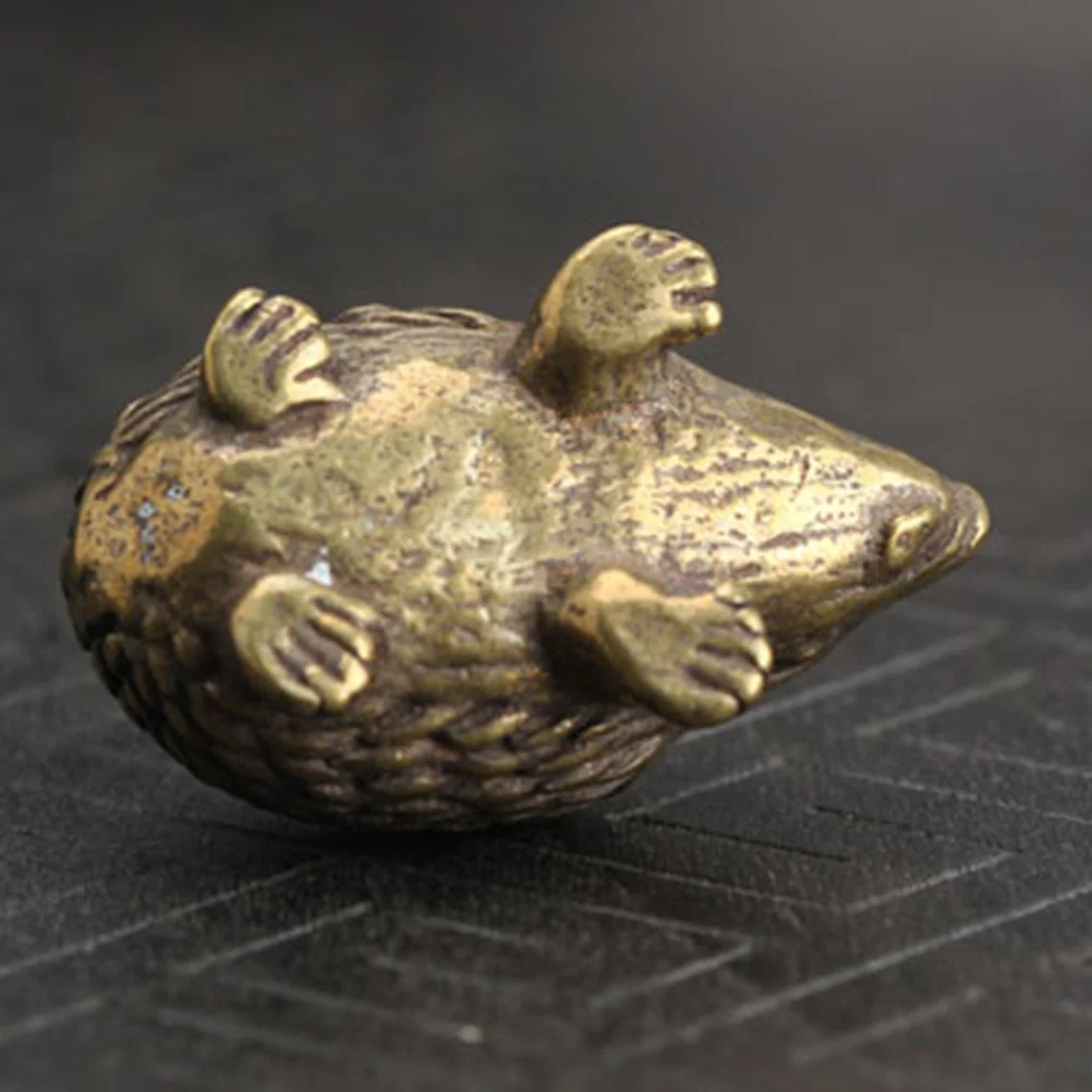 

Solid Brass Brass Hedgehog Carving Adornment Copper Decoration Desktop Ornament for Car Home Office Gift for Family