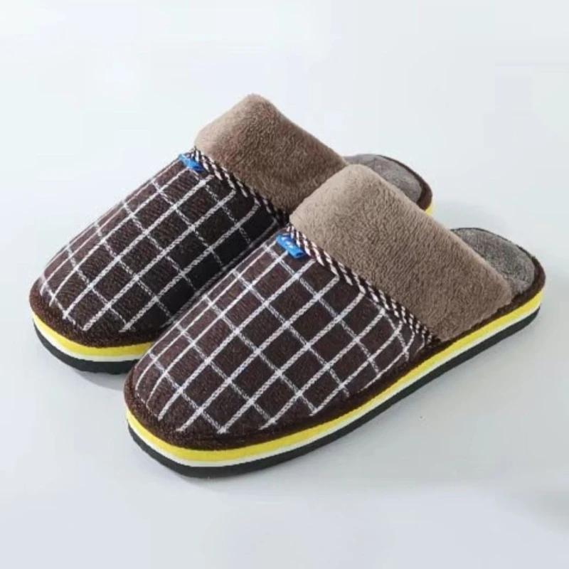 Men's Winter Warm Cotton Slippers Non-slip Thick Plush Indoor Home Couple House Shoes Handmade Durable Soft Fuzzy Slippers