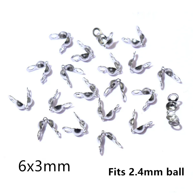 200Pcs สแตนเลสสตีล Connector Clasp Ball Chain Calotte End Crimps ลูกปัด Connector ส่วนประกอบ DIY เครื่องประดับทำอุปกรณ์เสริม