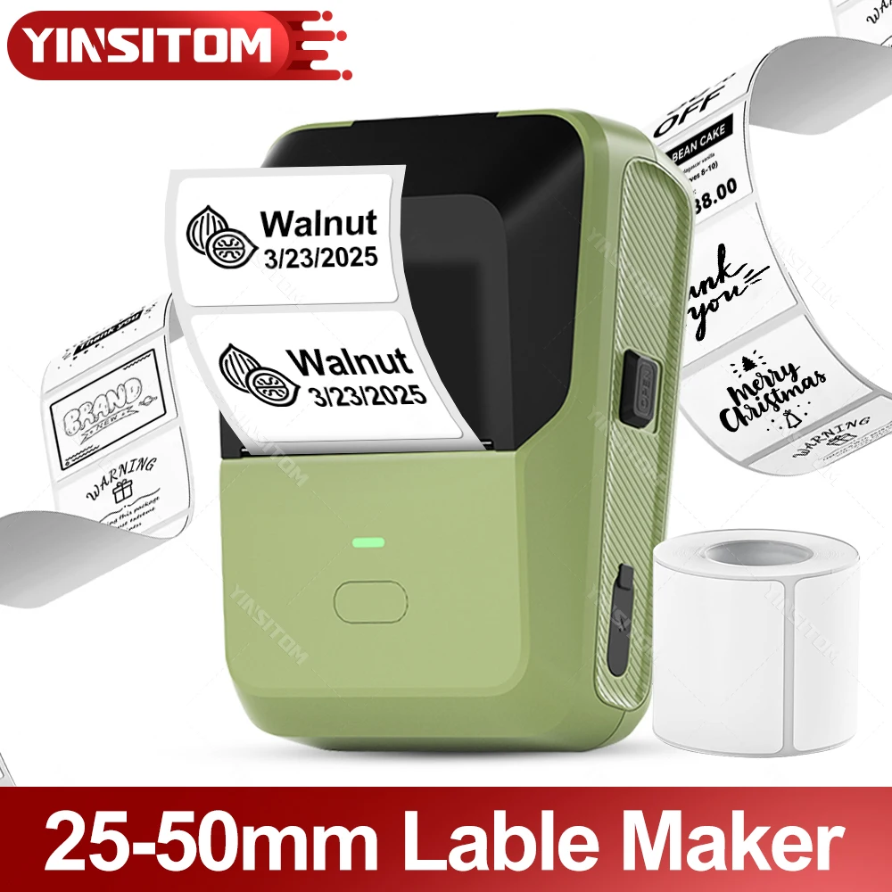

YINSITOM беспроводной производитель этикеток зеленого цвета прозрачная круглая клейкая наклейка бизнес Bluetooth принтер маркировки бумага