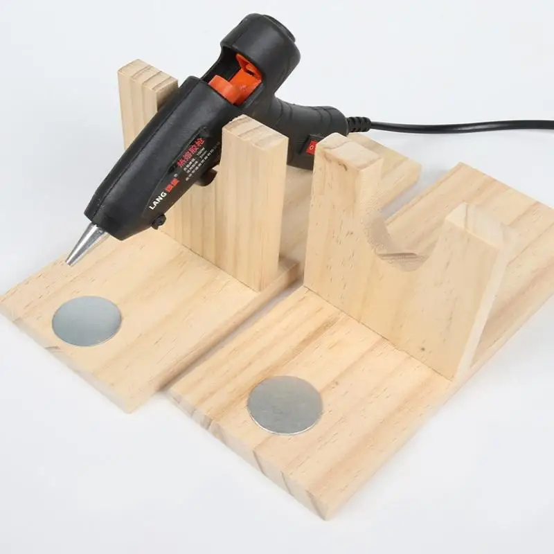 Wood Hot Glue Gun Stand Holder Heavy Duty Storage Bracket 20x8cm Practical Desktop Organizer for Craft Enthusiasts Studio