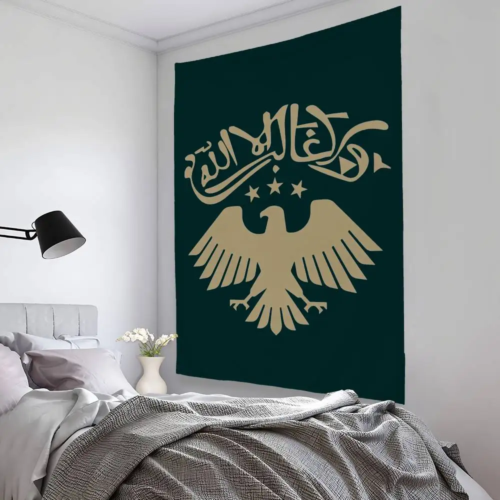 Syrian Arab Republic Eagle Flag Tapestry Bedroom Living Bar Garden Outdoor Microfiber festival Decoration Background Art Banner