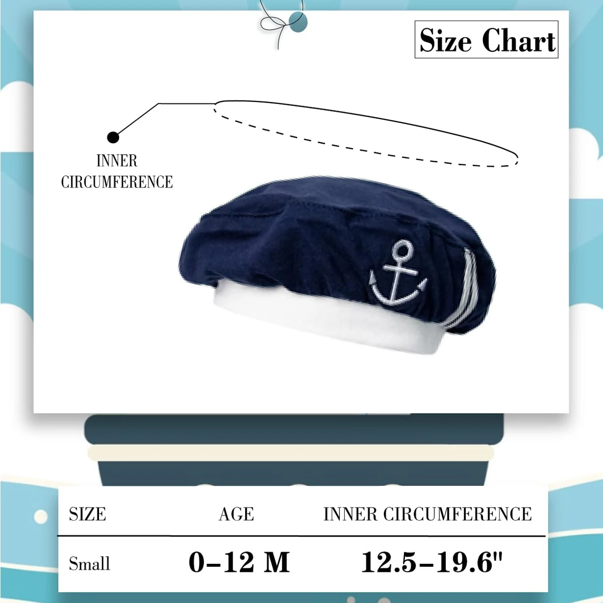 Matrosenhut Baby Junge Kapitän Party Cosplay Kostüm Requisiten Weiß Marine Militärhut Marine Mütze mit Anker 0-12 Monate