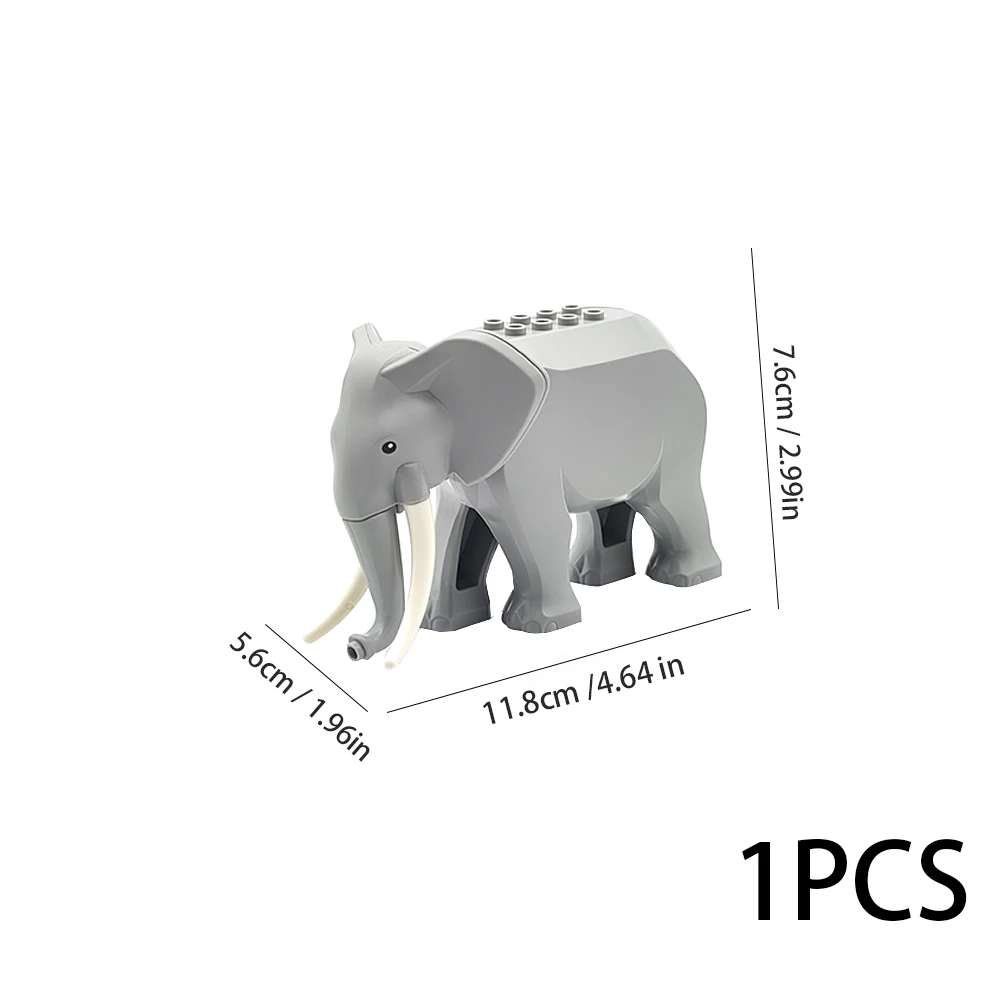 MOC City Animal Building Blocks Street View Zoo Elephant Camel Deer Farm Scene Accessories Building Blocks Children Toys Gift