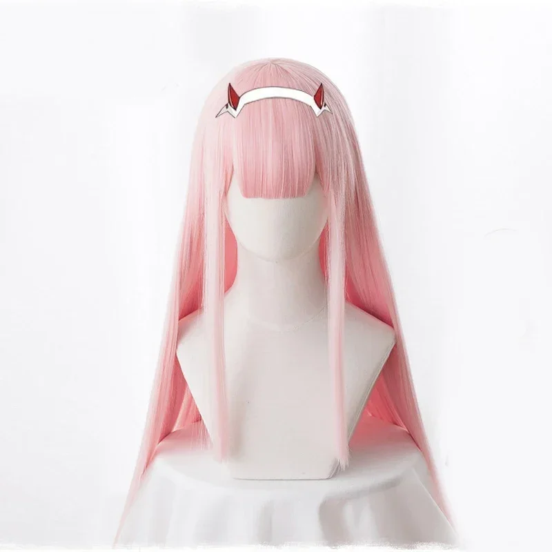 

Anime DARLING in the FRANXX 02 Cosplay Wigs Zero Two Wigs 100cm Long Pink Synthetic Hair Perucas Cosplay Wig + Wig Cap+Hairclip
