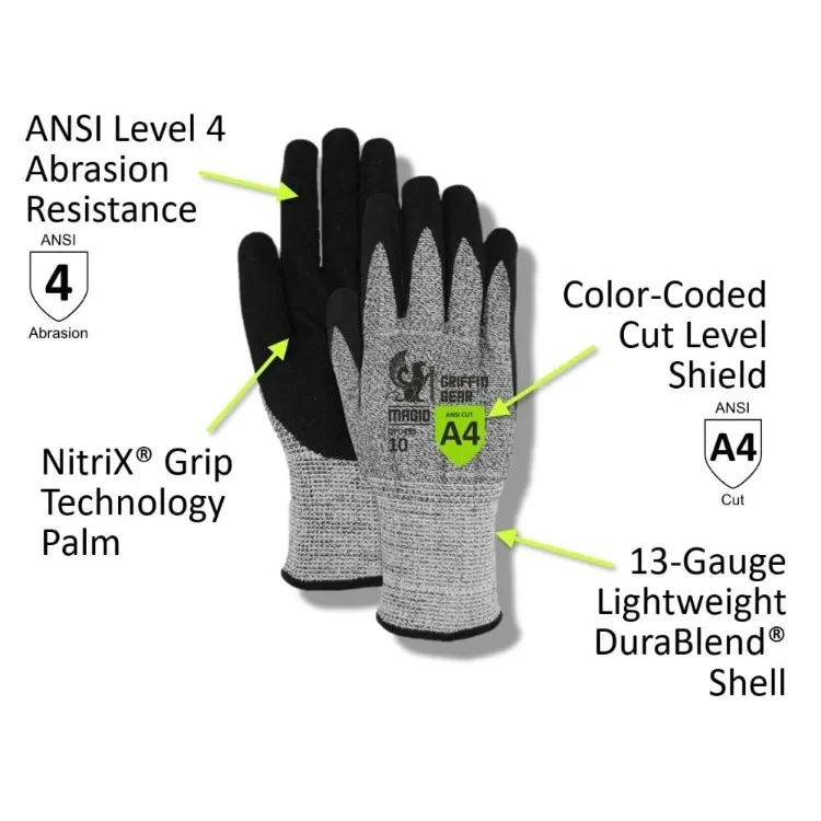 Sandy Nitrile Coated ANSI Level A4 Cut-Resistant Firm Grip Work Gloves, 48 Pairs, Size 9/Large, GPD455