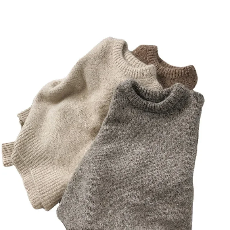 Pull tricoté ample pour femme, pull à manches longues, décontracté, couleur kaki, gris, automne hiver 2023