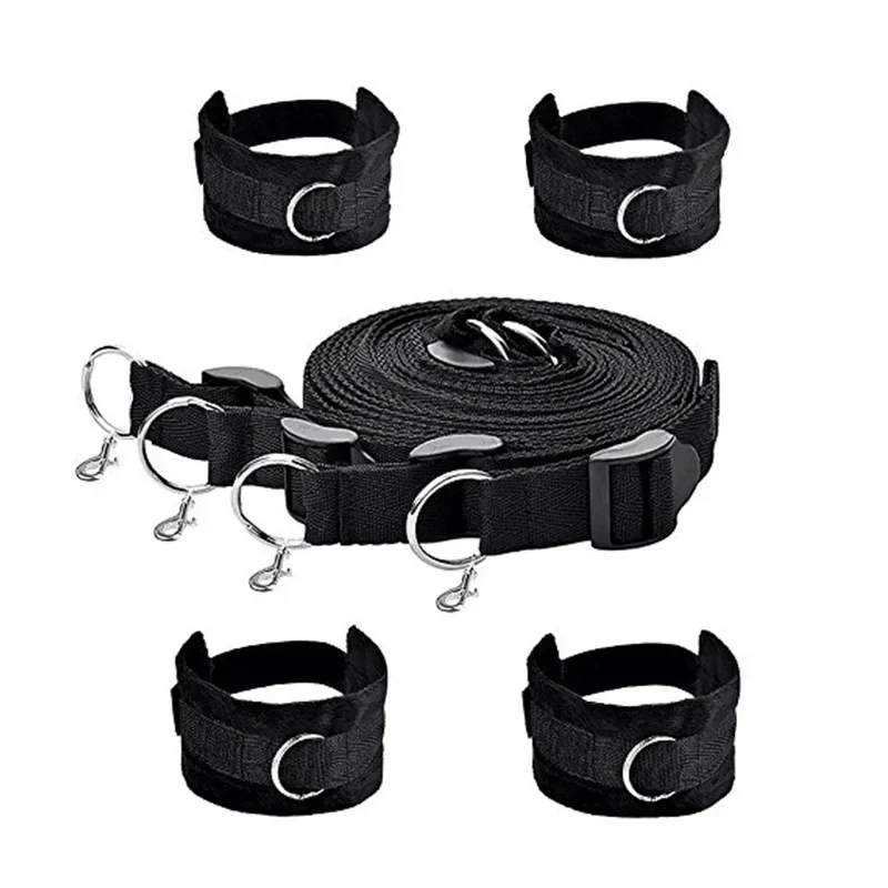 BDSM Bondage Set Adult Sex Game Handcuff Ankle Restraints Sextoy Couple Slave Sex Products Erotic Bed Strap System SM Soft Cuffs