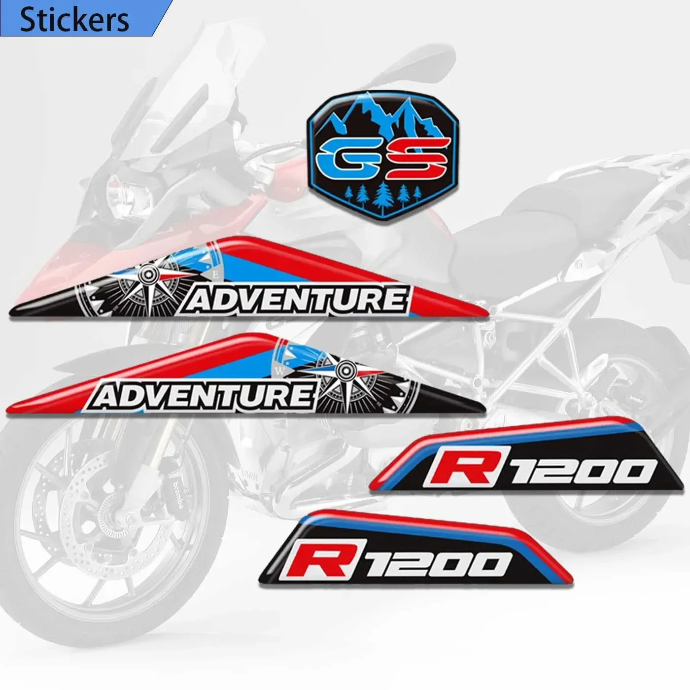 For BMW R1200GS LC ADV R 1200 GS 3d Motorcycle Stickers Adhesive Decals Front Beak Fairing Extension Wheel Extender Cover