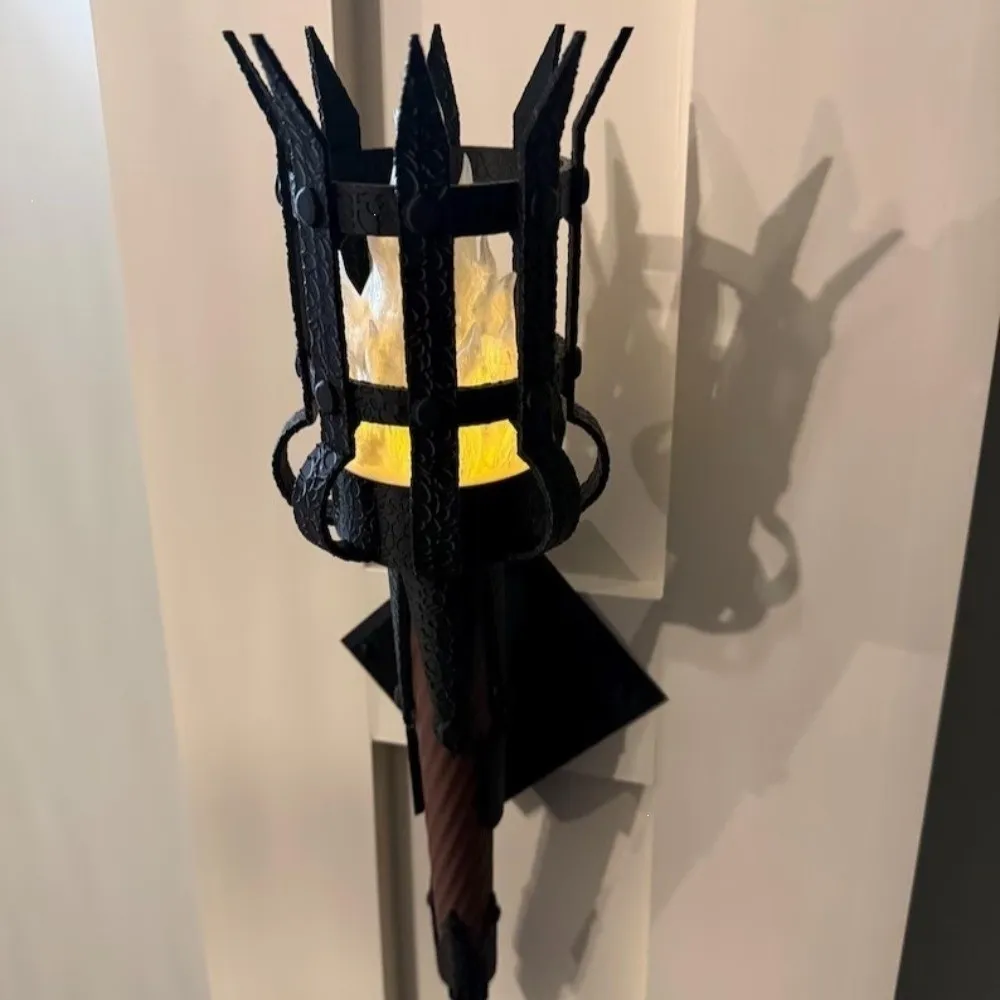 Vintage Medieval Torch Wall Lamp Led Lighting 3D Print Halloween Flame Torch Light Hand-Held Fantasy Theme Retro Wall Craft Lamp