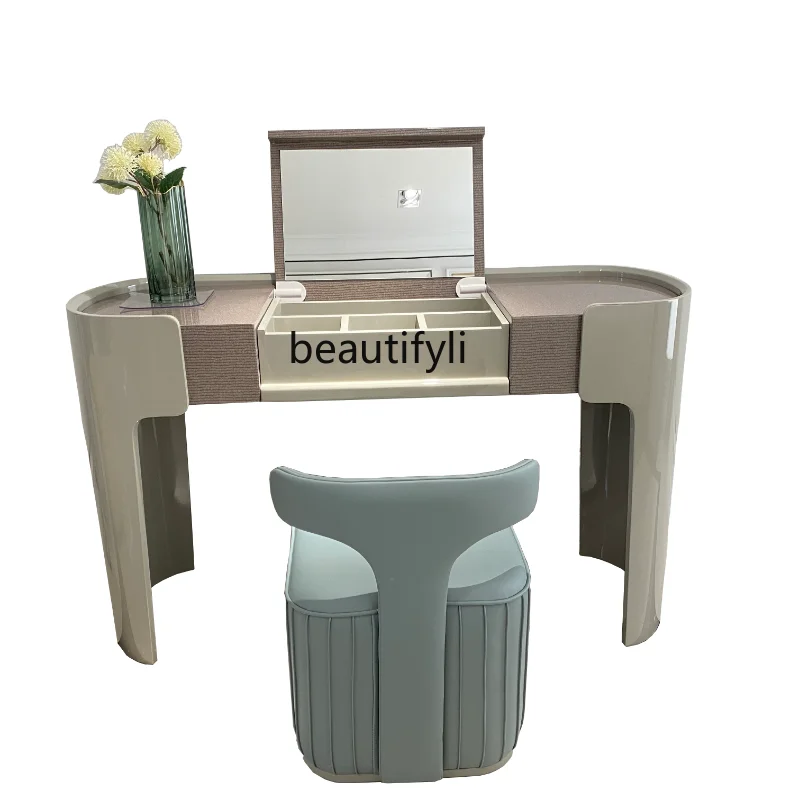 

Italian-Style Light Luxury Solid Wood Dressing Table Storage Simple Bedroom Flip Dresser Modern Princess Dresser Furniture