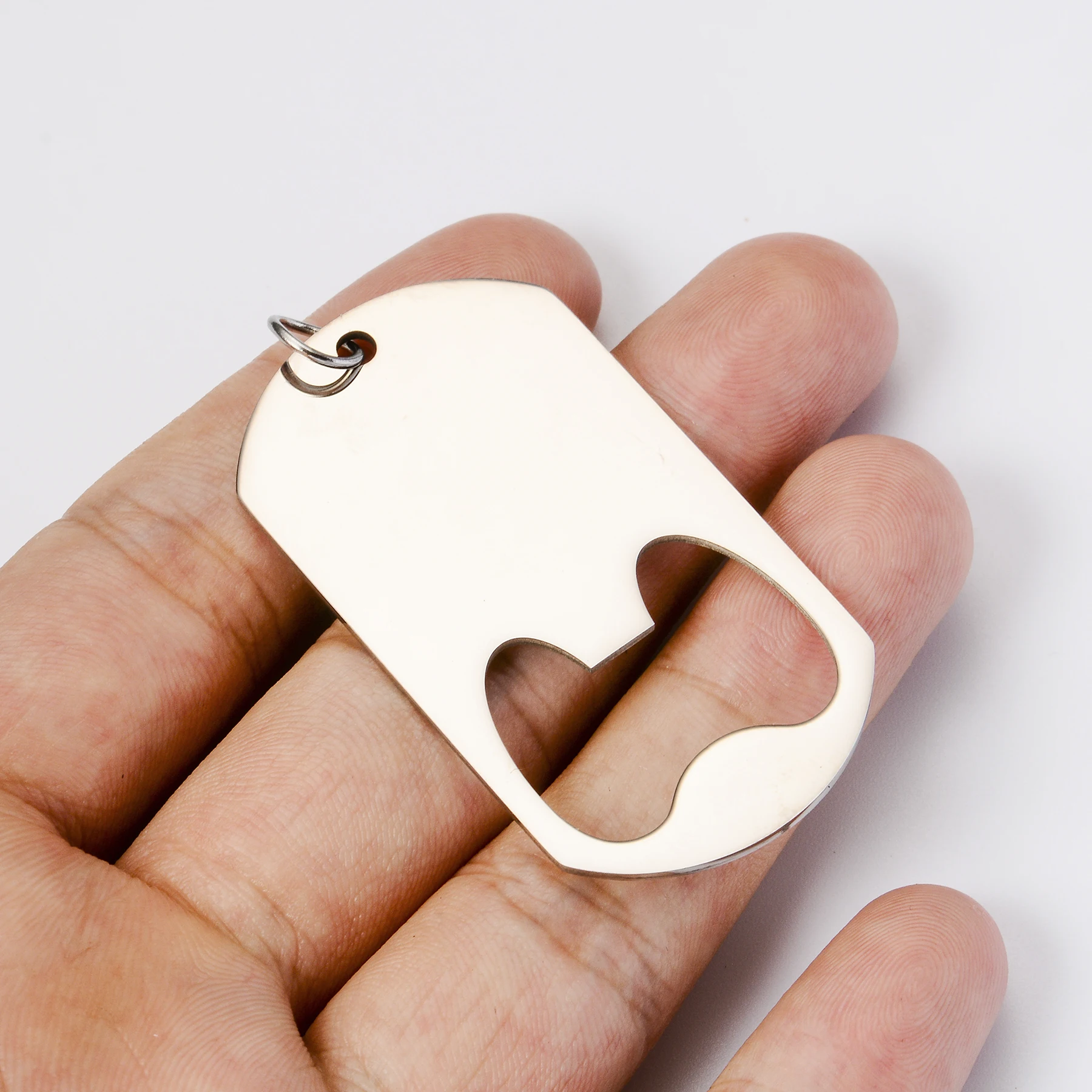 

10pcs Wholesale Mirror Polishing Stainless Steel Bottle Opener Shaped Blank Dog Tags Accessories for DIY Necklace Keychain