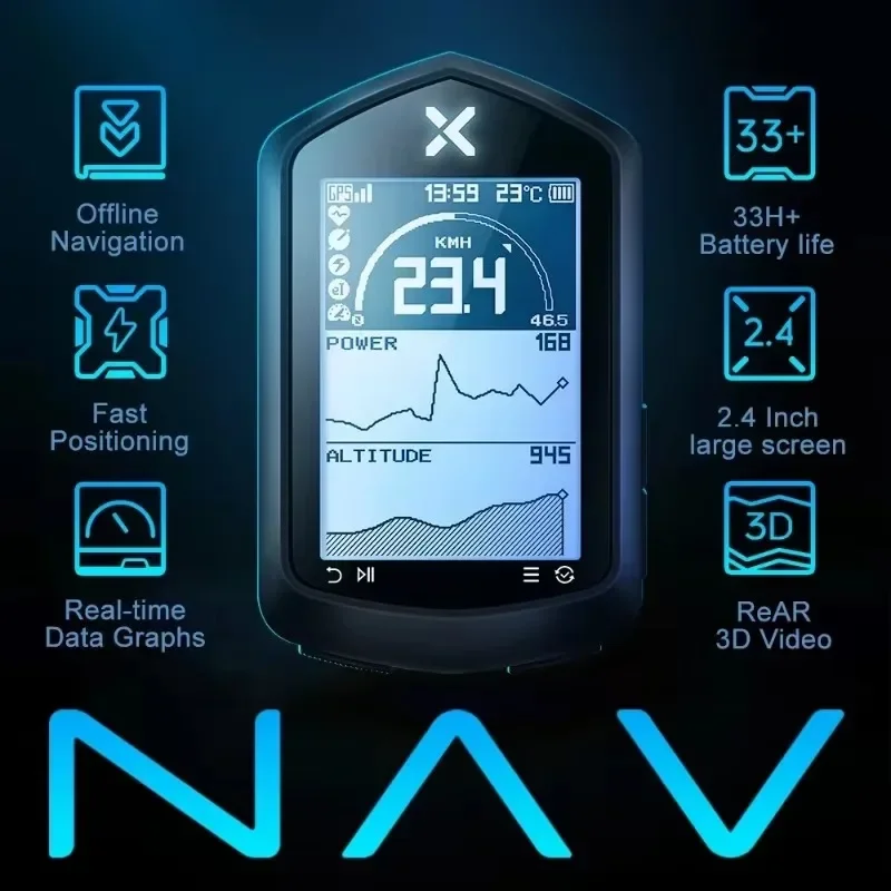 XOSS NAV Plus NAV + دراجة الكمبيوتر نظام تحديد المواقع دراجة ركوب الدراجات خريطة الطريق الملاحة الجبلية الطريق اللاسلكية عداد السرعة عداد المسافات دوامة #4
