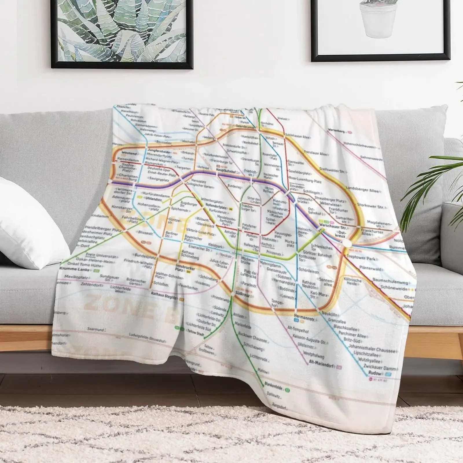 New Berlin rapid transit route map (December 11, 2022) Throw Blanket All Weather Soft Throw Blanket for Sofa