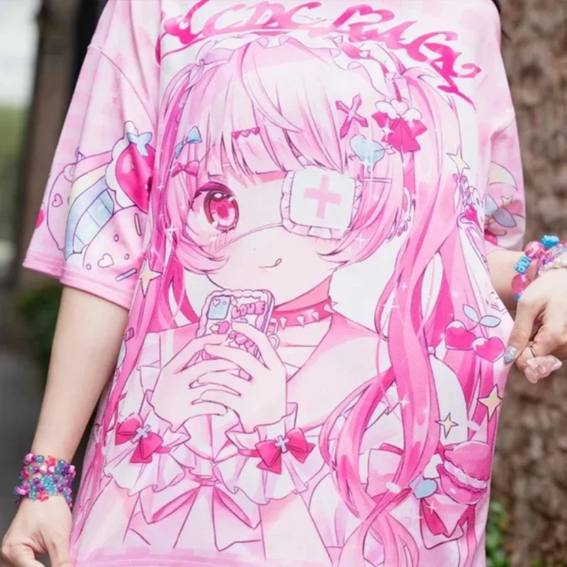 2026 Summer Dopamine Rainbow Gradient Kawaii Girl Adult and Children T-Shirt Cartoon 3D All-Over Print Harajuku Y2K Short Sleeve