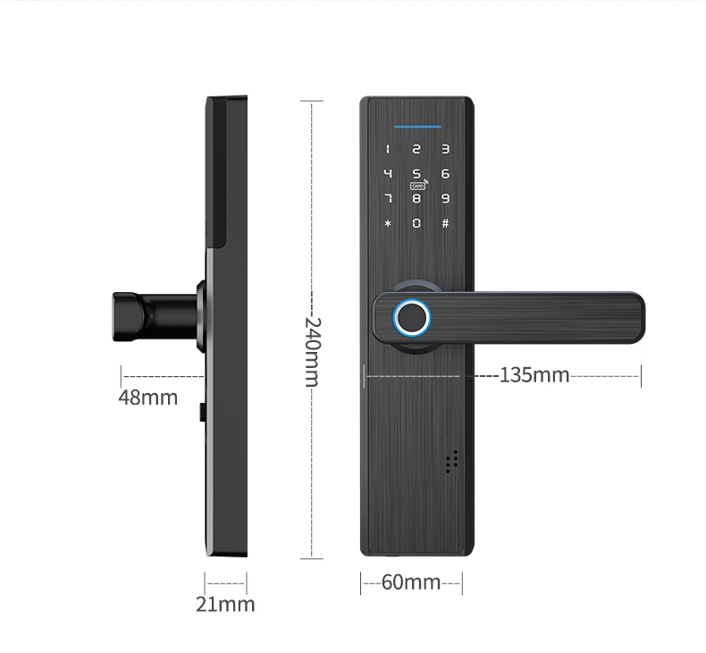 

Factory Wireless Mounted Tuya Wifi Apartment Digital Biometric Touch Intelligent Fingerprint Door Smart Lock