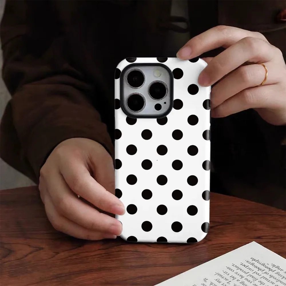 

Full Screen Black and White Dots Case for IPHONE 17 16ProMax 15 14 13 12 11 PRO Plus Acrylic TPU Two in One Magnetic Phone Cases