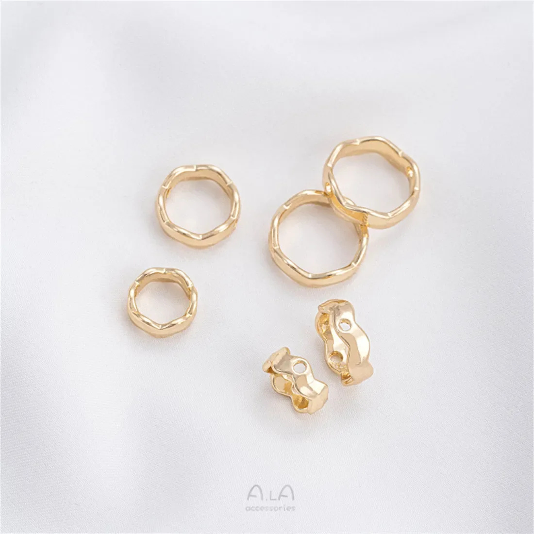 14K Gold Wave Ring Set Bead Ring Bead Ring Handmade Diy String Pearl Bracelet Necklace Jewelry Accessories C140