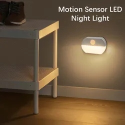 Motion Sensor Night Light Battery Powered LED Lamp For Bedroom Kitchen Wardrobe Wall Closet Staircase Lighting Night Light