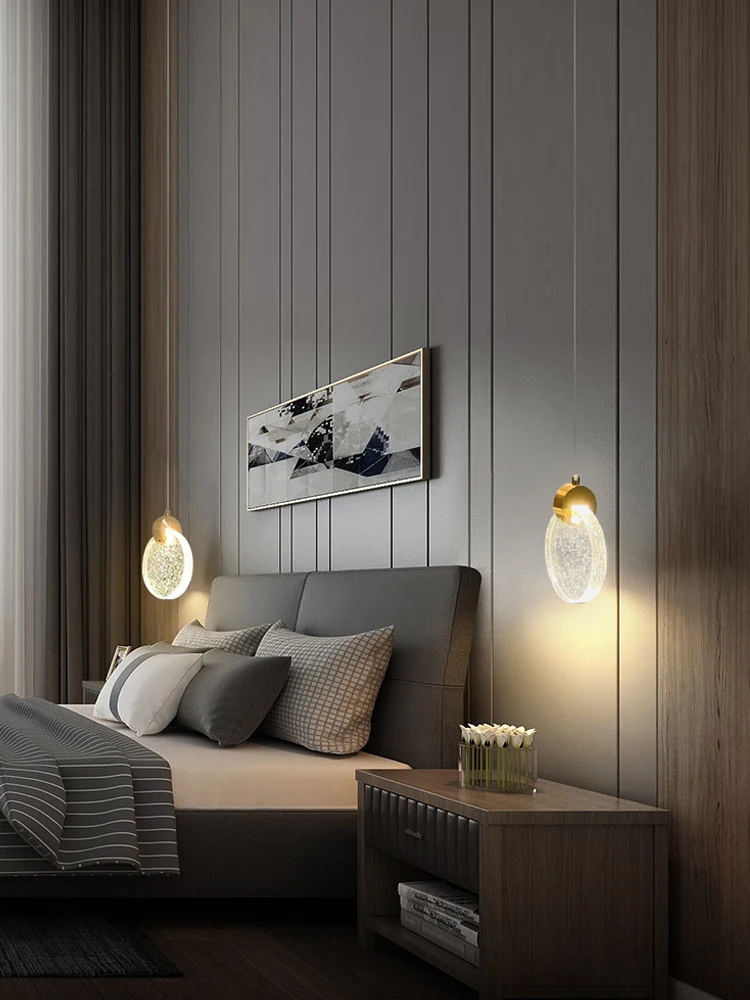 Lámpara colgante LED de estilo nórdico, lujosa lámpara colgante de cristal para dormitorio, mesita de noche, restaurante, candelabro, Bar, mostrador, luz decorativa